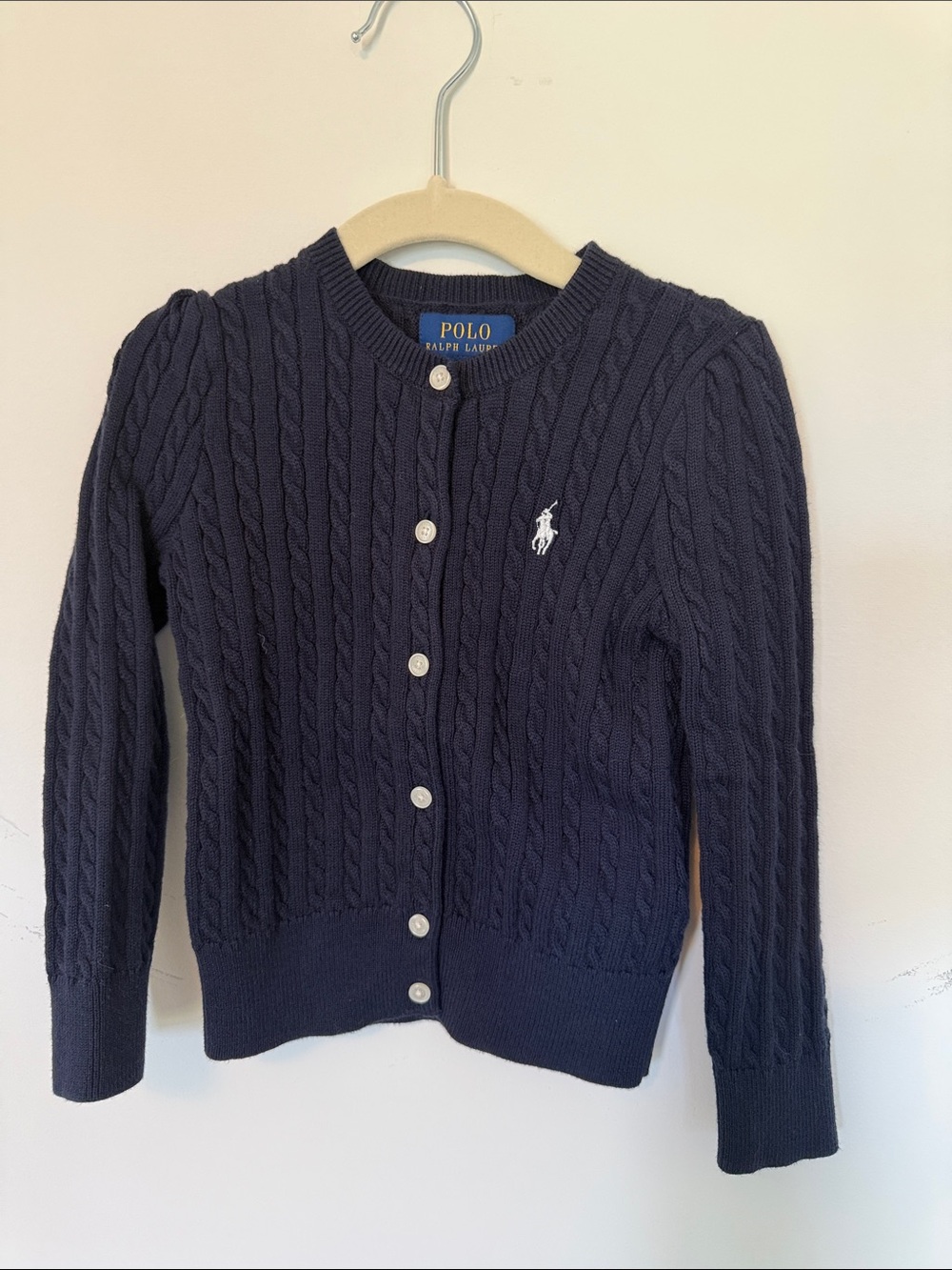 Girls Polo by Ralph Lauren Dark Navy Cable Knit Button-Front Cardigan